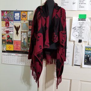 Say What cardigan Size? Aztec tribal fringe open front flyaway waterfall sweater